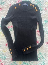 B.:„LOUIS VUITTON Uniforms Pullover Damen Gr. 32 XXS Schwarz Goldknöpfe“