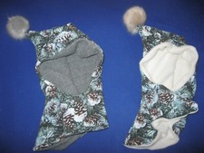 2 Stück  Winter Schalmütze Zipfelmütze Schlupfmütze 52-56 Tannenzapfen dick