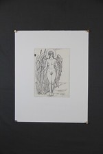 Otto Fuchs Aktzeichnung Dachauer Maler Akt Zeichnung Frau Engel Fruchtbarkeit