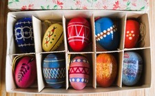 10 Massivholz Ostereier in OVP