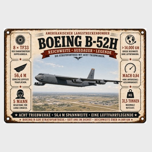 Blechschild boeing 52h - blechschild, b-52h