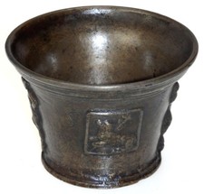 ORIGINALER MÖRSER BRONZE LÖWE HERKULES LAMM GOTTES NORDITALIEN SÜDTIROL UM 1650