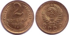 Russland UdSSR 2 Kopeken 1940