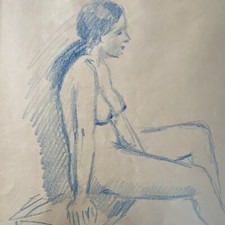 KURT MOSER AKT EROTIK ZEICHNUNG AUF PAPIER 30x40cm FRAU  PASSEPARTOUT