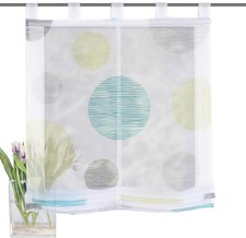 Raffrollo Borden grün blau gemustert mit Schlaufen Faltenrollo ab 60 cm 