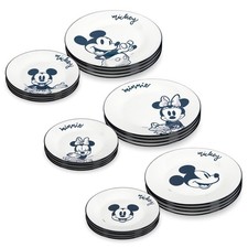 Disney Home Teller Set Minnie Mickey Mouse Micky Maus Porzella weß blau Kinder