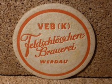 alter DDR Bierdeckel VEB (K) Feldschlösschen-Brauerei Werdau +1990 aus Sammlung 