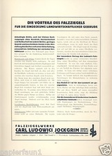 Ziegelwerk Ludowici Jockgrim XL Reklame 1926 Falzziegel Rhein Pfalz Werbung Ad 