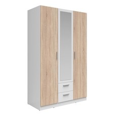 Drehtürenschrank - Sonoma Eiche - weiß matt - 3 Türen - 120 cm Kleiderschrank