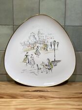 Wandteller Hutschenreuther Diadem Sammelteller dreieckig Paris Café 50er Jahre