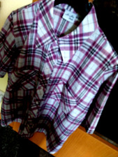 Bluse Farben weiß-lila-schwarz-silber  Kurzarm Gr.50 kariert neu H.HA MODE