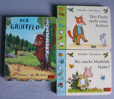 3 Pappbilderbücher Der Grüffelo, Der Fuchs sucht seine Socken u.a. v. Axel Schef