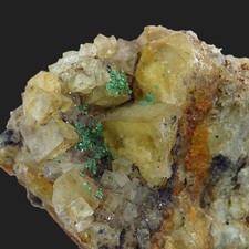 Meta- Chalcolite XX + Fluorit XX , Stollen 3, Rittersgrün, Erzgebirge, Sachsen