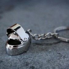 Schlüsselanhänger Motorradhelm Biker Tuning Motorsport Helm 3D silberfarben NEU