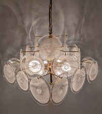 Murano-Kronleuchter mit 36 Glasscheiben Hängelampe Gino Vistosi Italien Vintage