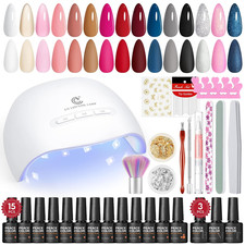 Gel Nagellack Starter Set LED Lampe 15 Farben UV Rosa Rot Lila Base Top Coat Too