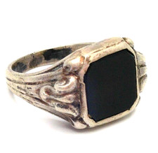 Art Deco Siegelring 800er Silber antik Onyx ~ 1930 rare Original