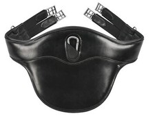 Busse Sattelgurt Lucca elastisch Stollengurt Langgurt Leder schwarz 125  135 cm