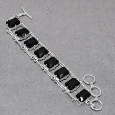 Facettierter schwarzer Spinell Kissenform Edelstein handgefertigtes Modeschmu...