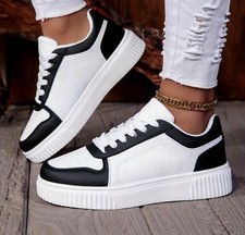 Sneaker Fashion Sport,Gr. 44,  Kunstleder, Weiß/Schwarz