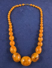 Modeschmuck Kette Bernsteinoptik 50er 60er Jahre 