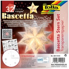folia Faltblätter Bascetta-Stern "Transparentpapier" 150 x 150 mm 32 Blatt weiß