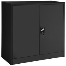 Aktenschrank mit 3 Böden 90x40x90 cm Büroschrank Rolladenschrank schwarz B-Ware