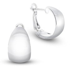 Glänzende Damen Creolen breit leicht 21 mm silber gold schwarz roségold Ohrringe