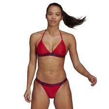 adidas Neckholder Bikini gepolsterte Cups Sport Freizeit Badeanzug Rot Navy 