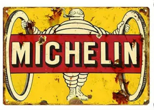 Vintage metallschild michelin - vintage,