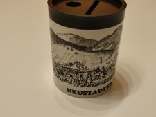 Vintage Spardose Volksbank Neustadt Weinstraße mit Panoramabild von Neustadt