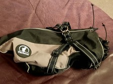 2in1.Hunde Mantelgeschirr Reißverschlussjacke.Grau/Schwarz.Rücken-42cm.Gefuttert