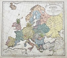Europa Europe continent Kontinent map Karte 1400 Kupferstich engraving 1820