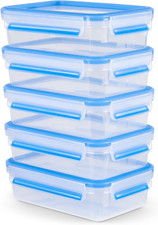 EMSA Clip & Close Frischhaltedosen-Set, Rechteckig, 5 X 0,8 L, Aufbewahrungsboxe