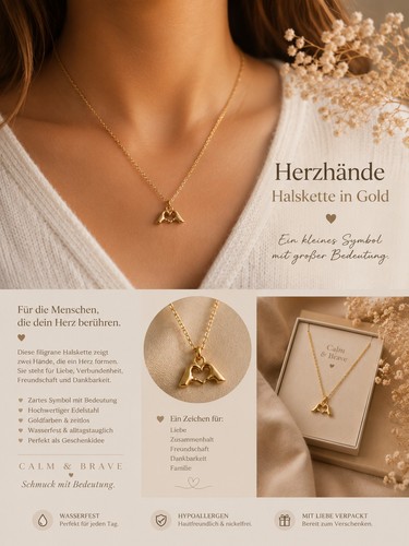 Herzhände halskette gold - herzhände,