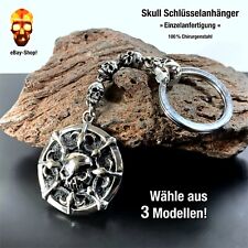 Skull Schlüsselanhänger Biker - Totenkopf Harley Herren Anhänger Ring Edelstahl