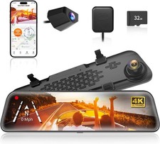 WOLFBOX 12" G840S 4K Spiegel Dashcam mit Rückfahrkamera, 5.8GHz WiFi Auto Kamera