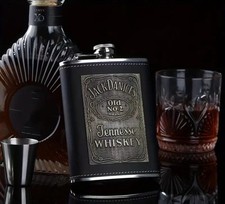 Edler Flachmann Edelstahl Stainless Steel und Kunstleder - NEU & OVP!