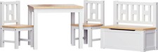 ib style®4er Set Kindersitzgruppe Kindermöbel Kindertisch Kinderstuhl Truhenbank