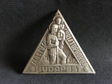 alte Auto Plakette – SANCTUS CHRISTOPHORUS BUDAPEST -  vtg Car Badge