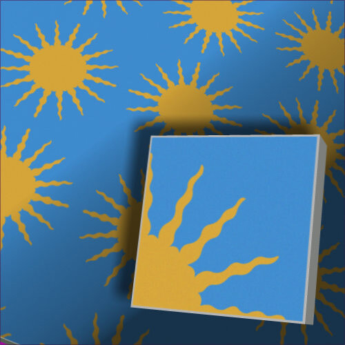 Zementfliese sonne blau - zementfliese, in