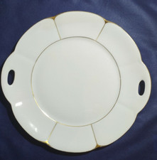 Porzellan Servierteller, "Neukonisch" von P.S. AG Bavaria, weiß mit Goldrand
