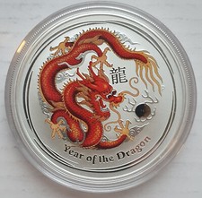 Australien 1 Dollar Silber Münze Farbmünze Year of the Dragon 2012 - st