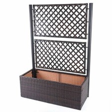 B-Ware Poly-Rattan Rankgitter MCW-D76, Pflanzkasten Rankhilfe 142x100x43cm braun