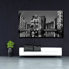 LEINWAND BILD XXL POP ART HAMBURG INNEN HAFEN HANSE ABSTRAKT S/W BIS 150x90