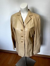 Blazer Jacke Damen 44 Beige Echtleder Lammleder 3-Knopf Sakko Spain Gebraucht