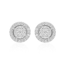 0.57 Karat Rund Diamant Cluster Ohrstecker 18K Echt Weißgold Geschenk für Braut