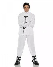 Weiß-schwarzes Zwangsjacken Herrenkostüm für Halloween & Fasching