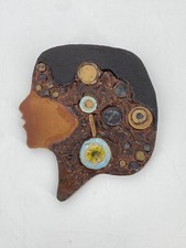 * KERAMIK WANDPLATTE KOPF PROFIL WANDOBJEKT WANDBILD KUNST MB 79 VINTAGE 70ER