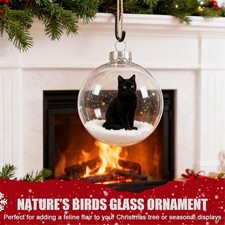 Cute Cat Christmas Glass Ornaments Collection, Handcrafted 3D CrystalBall X1D4